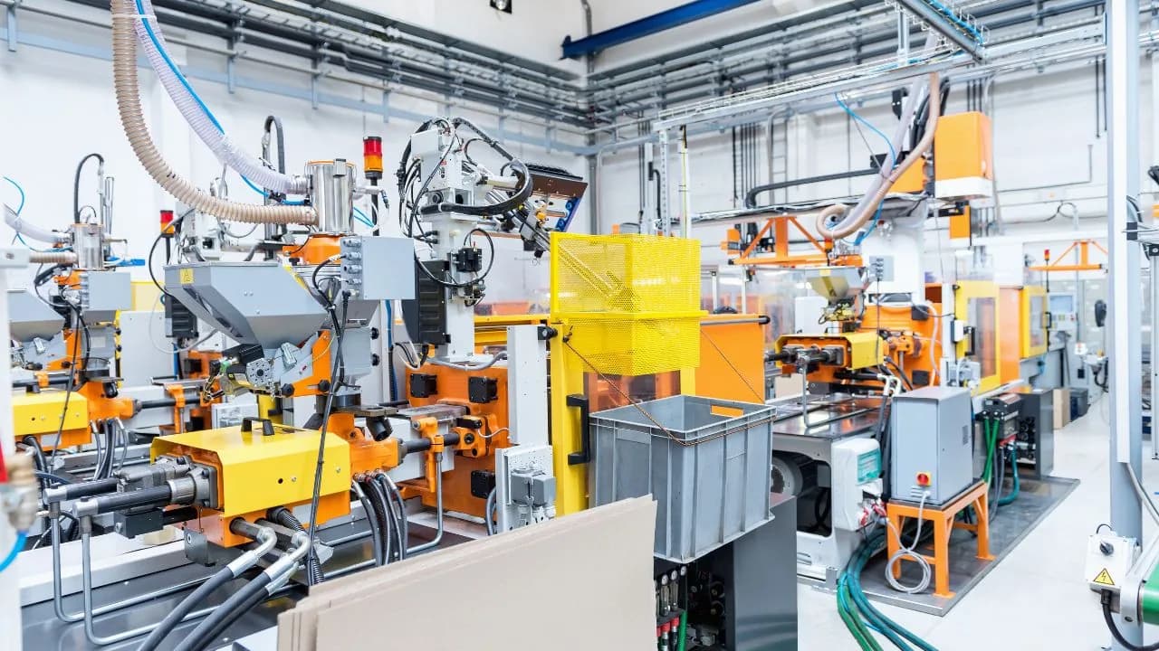 Robotic arms on an automated production line